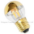 Metade de espelho de ouro LED Bulb, 2W G45 LED Bulbo de filamento